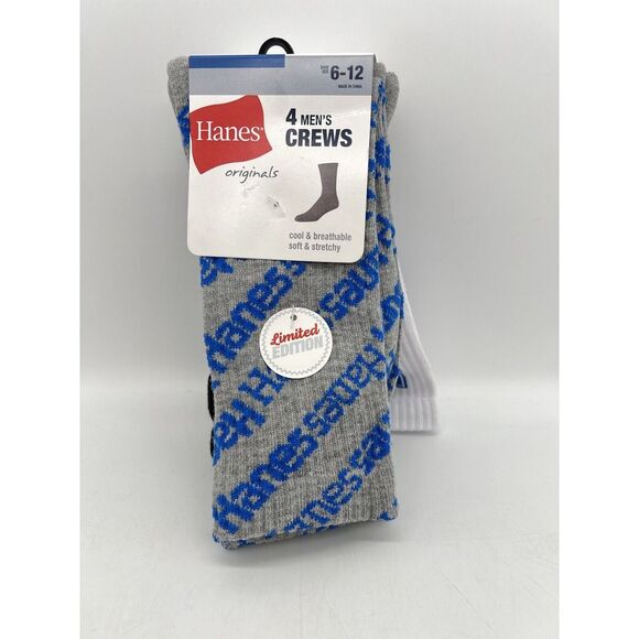 Hanes Other - Hanes Men's Limited Edition Crew Socks, 4 Pack - Size 6-12 - Gray, Wht, Blk #164